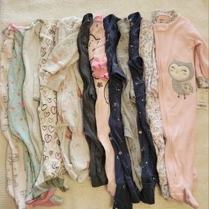 Baby girl pajama set of 12 cotton pink blue Grey white 6-9 months